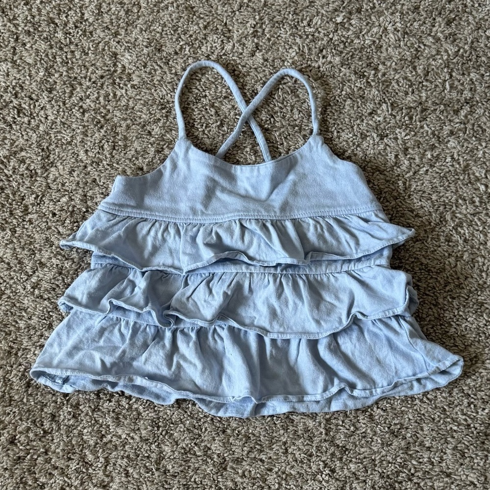 Baby Gap baby girls cross back pastel baby blue ruffle top size 12-18 months